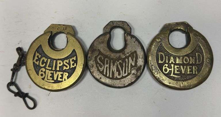 Lot of 3 Pancake Locks: Samson, Eclipse, Diamond image