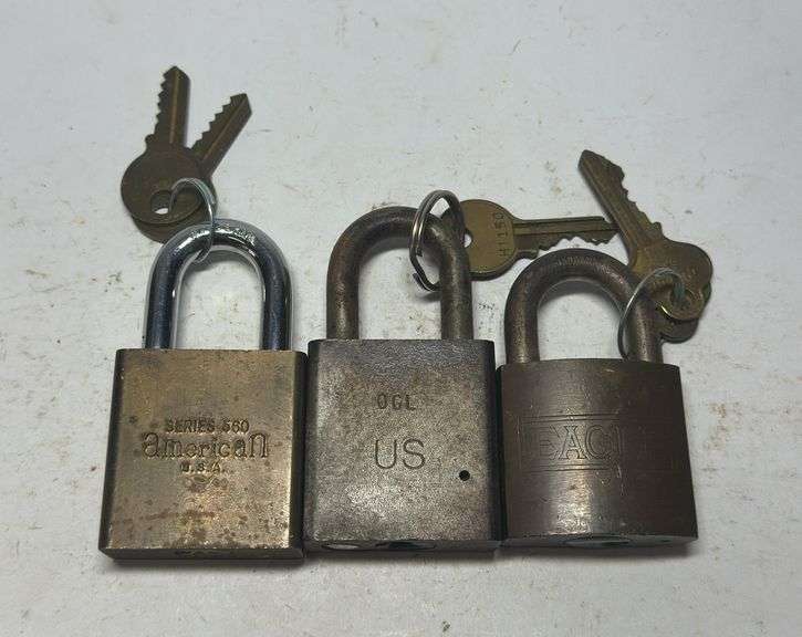 Lot of Three Padlocks - American, Eagle, US image