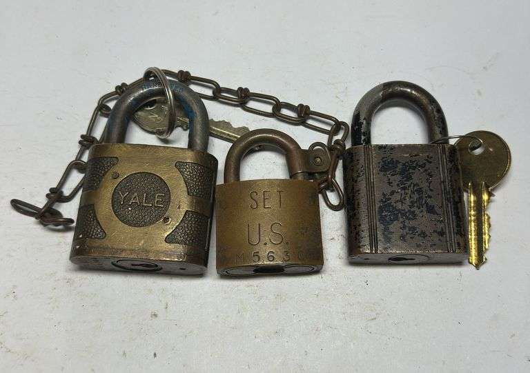 Set of Three Padlocks - Yale and American Lock image
