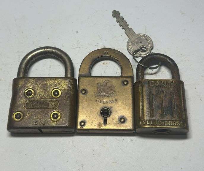 Group of Padlocks: Yale, Slevers, and Dart with Key image