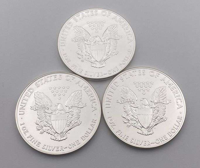 Lot of 3 Silver Eagle Walking Liberty Silver Dollar BU