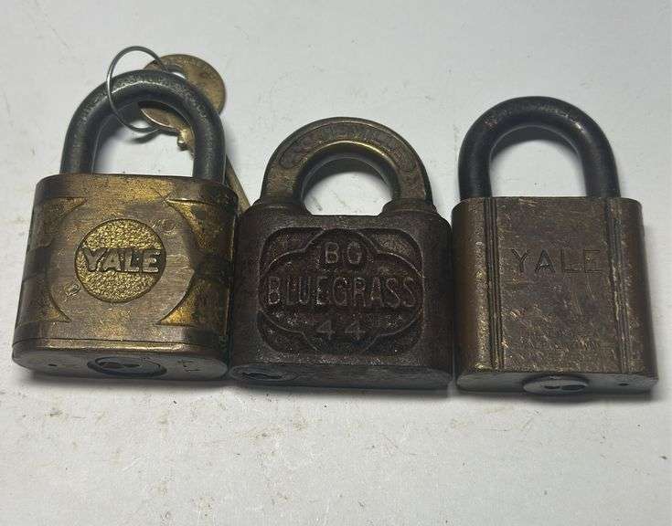 Group of Three Vintage Padlocks - Yale and Bluegrass image