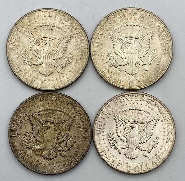 Lot of 4 40% Silver Kennedy Half Dollars