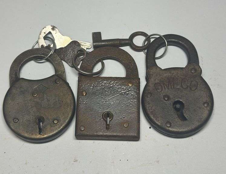 Three Padlocks with Keys - Ilco, Eagle Lock Co. and Omeco image