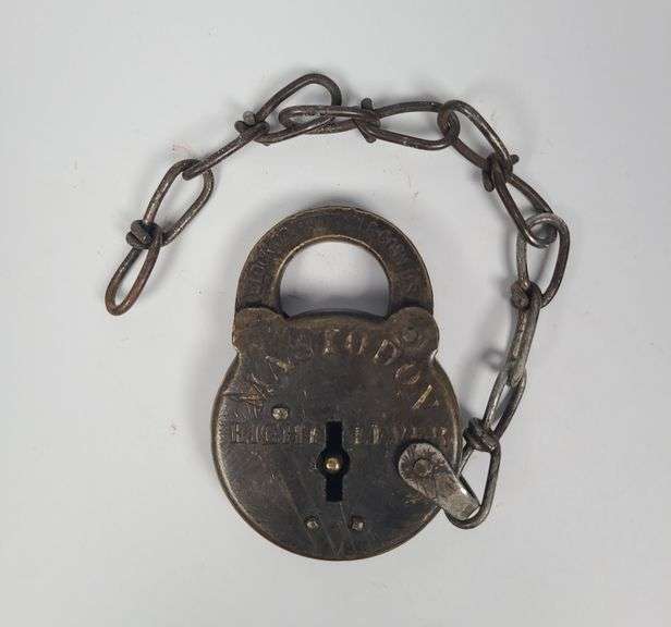 Vintage Mastodon Railroad Lock with Chain image