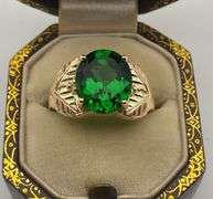 10K Black Hills Gold Ring w/ Green Stone