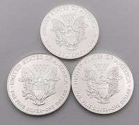 Lot of 3 Silver Eagle Walking Liberty 1oz Fine Silver Dollar