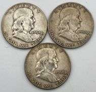Lot of 3 Franklin Half Dollars