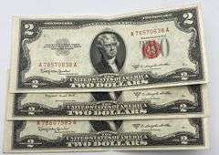 Lot of 3 $2 bills