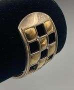 18K Gold & Sterling Silver Cuff Bracelet w/ Diamonds