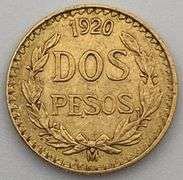 1920 Estados Unidos Mexicanos 2 Pesos Gold Coin