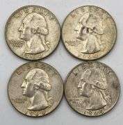Lot of 4 1964-D 90% Silver Quarters