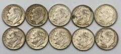 Lot of 10 90% Silver Dimes