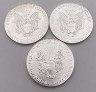 Lot of 3 Silver Eagle Walking Liberty 1oz Fine Silver Dollars BU