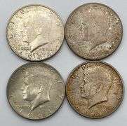 Lot of 4 1964-D 90% Silver Kennedy Half Dollars