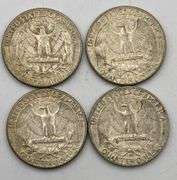 Lot of 4 1964-D 90% Silver Quarters