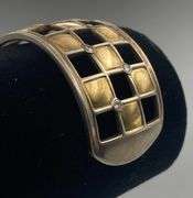 18K Gold & Sterling Silver Cuff Bracelet w/ Diamonds