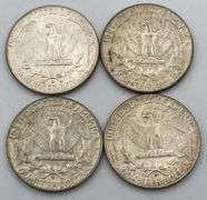 Lot of 4 1964-D 90% Silver Quarters
