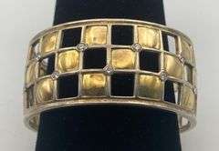 18K Gold & Sterling Silver Cuff Bracelet w/ Diamonds