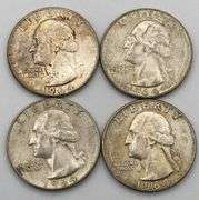 Lot of 4 1964-D 90% Silver Quarters