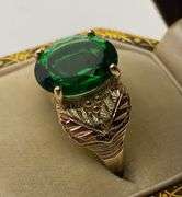10K Black Hills Gold Ring w/ Green Stone