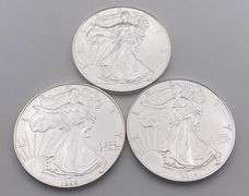 Lot of 3 Silver Eagle Walking Liberty Silver Dollar BU