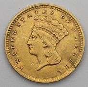 1856 (Slant 5) Indian Princess Head $1 Gold Coin
