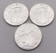 Lot of 3 Silver Eagle Walking Liberty 1oz Fine Silver Dollars BU