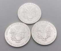 Lot of 3 Silver Eagle Walking Liberty Silver Dollar BU