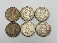 Lot of 6 1963-D Franklin Half Dollars