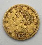 1880 Liberty Head $5 Gold Coin