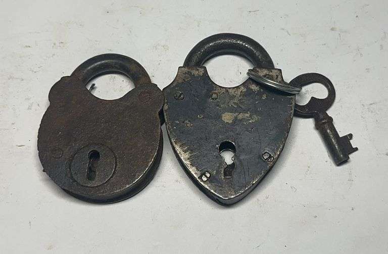 Two Old Padlocks with Key image