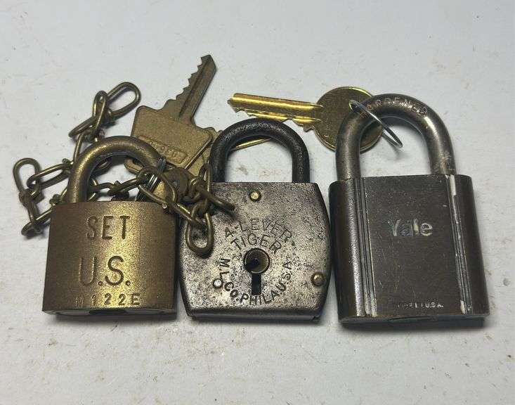 Group of Three Padlocks: Yale, Set U.S., and Tiger image