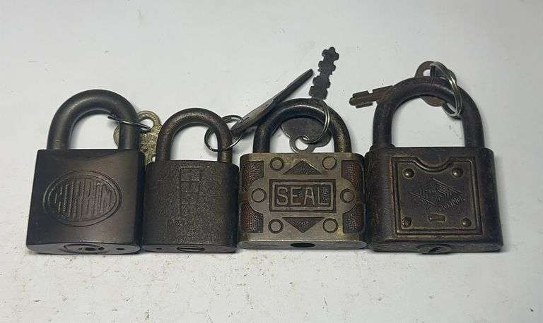 Group of Four Padlocks with Keys image