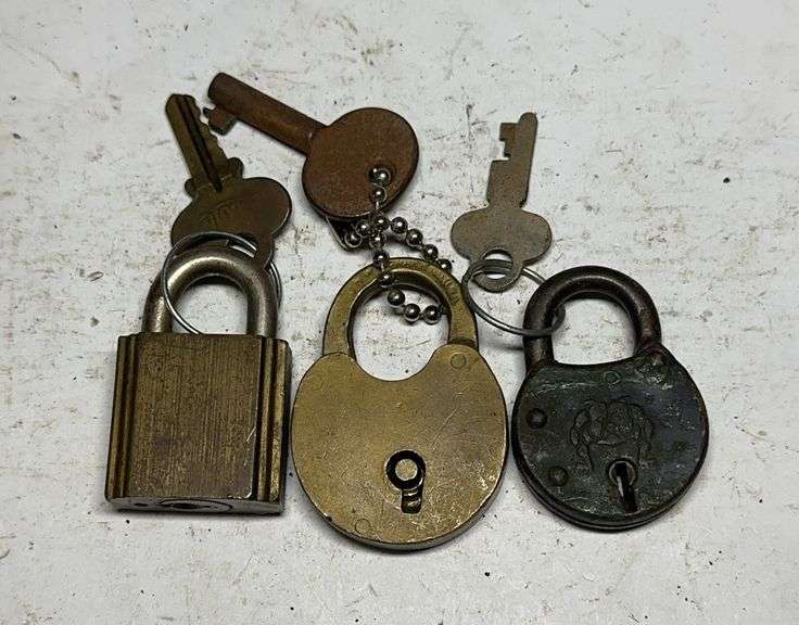 Group of Three Padlocks with Keys image