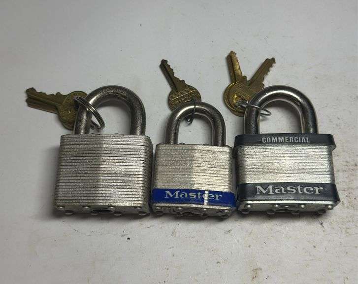 Lot of 3 Master Padlocks with Keys image