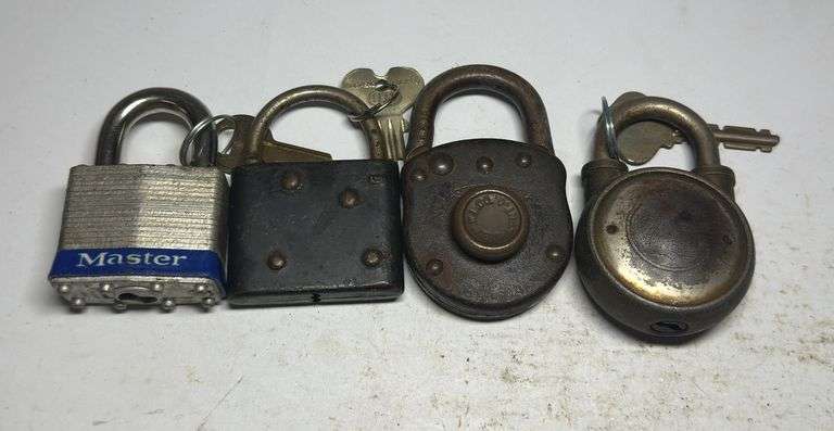 Lot of Four Padlocks: Master, Yale, and More image