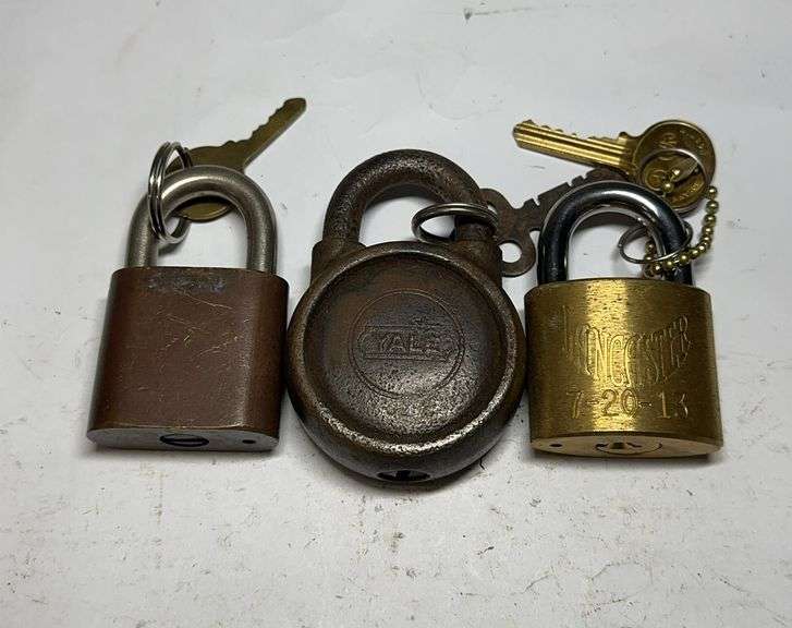 Group of Three Padlocks - Yale, Master Lock, and Other image