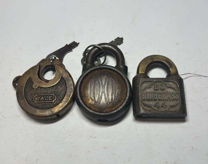 Group of Three Padlocks: Yale, Y&T, and Bluegrass image