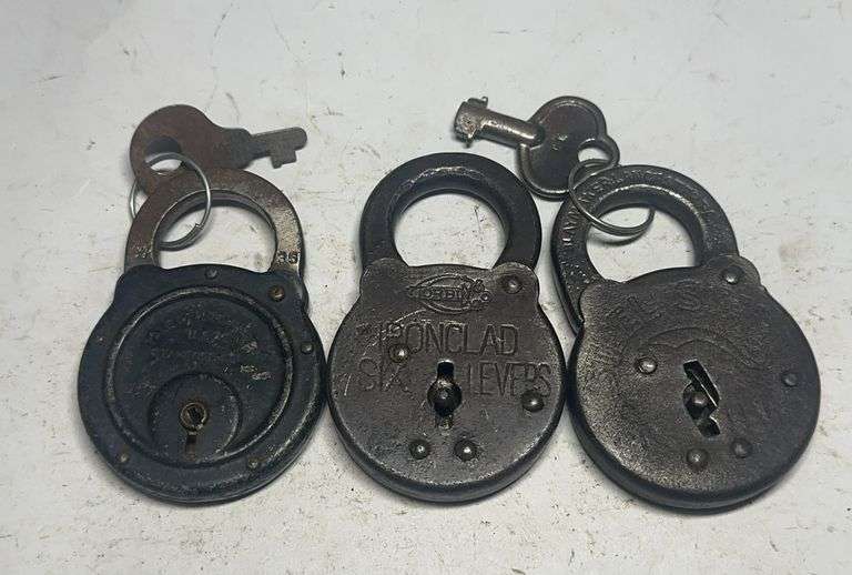Collection of Three Padlocks with Keys - Ironclad & More image