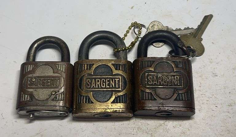 Lot of 3 Sargent Padlocks with Keys image