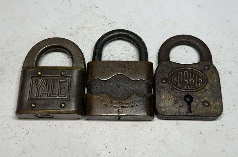Lot of Three Yale, Fidelity, and Corbin Padlocks image