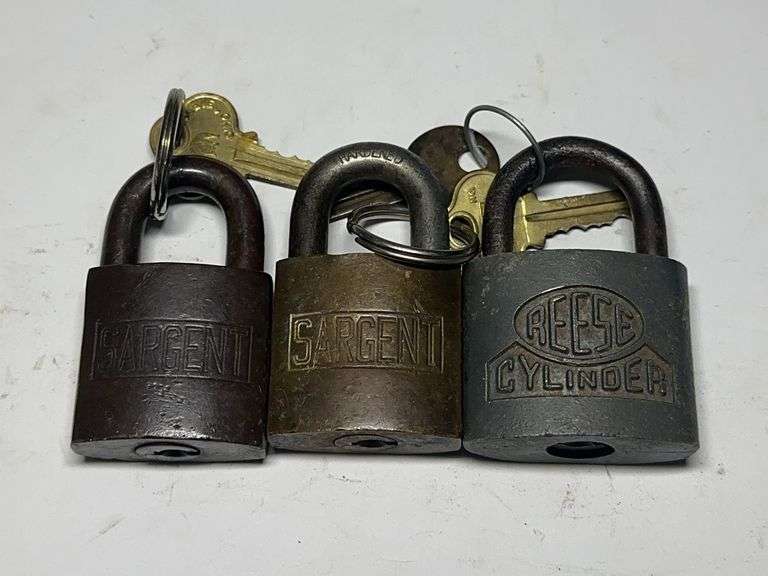 Lot of Sargent and Reese Cylinder Padlocks with Keys image