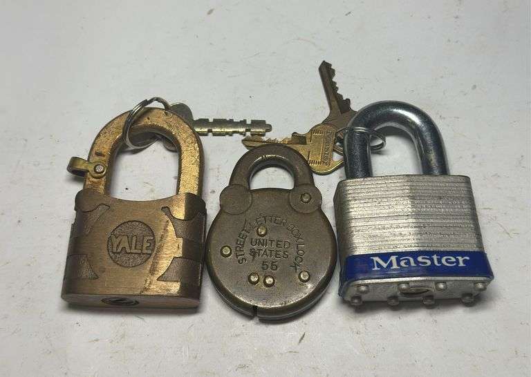 Lot of Three Padlocks: Yale, Master, and United States image