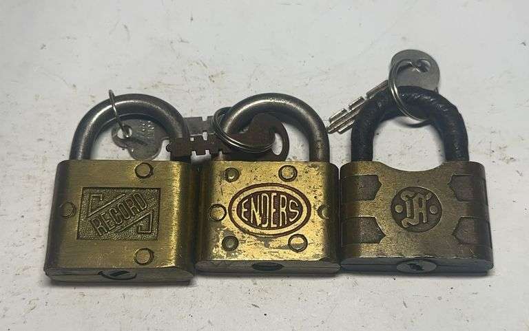 Group of Three Padlocks - Record, Enders, and Initialed Lock image