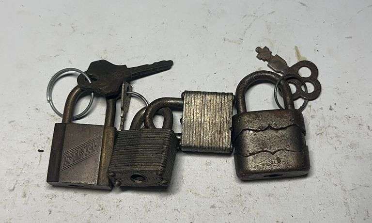 Group of Four Vintage Padlocks with Keys image