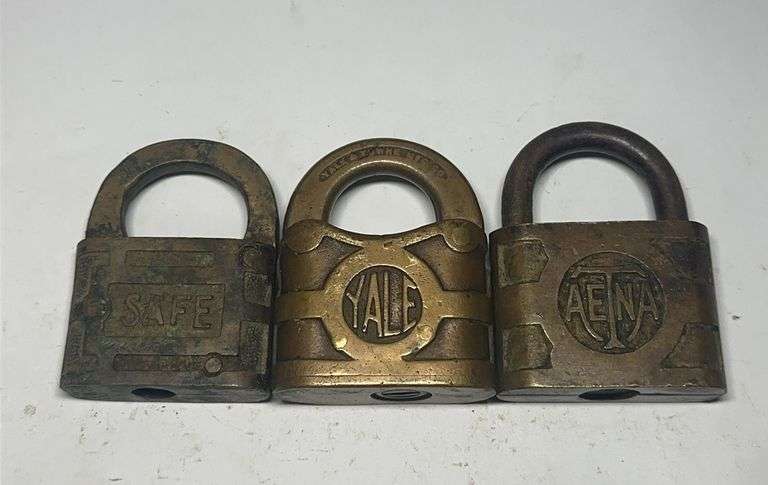 Collection of Three Padlocks: SAFE, Yale, and AETNA image