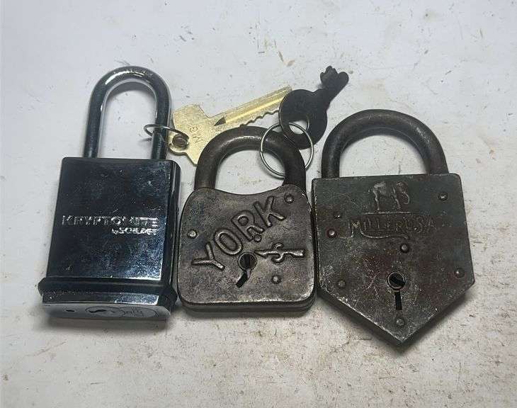 Lot of 3 Padlocks - Kryptonite, York, and Unknown image