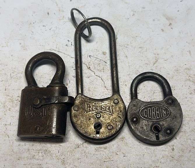 Group of Three Padlocks: Corbin, Reese, and Yale & Towne MFG CO. image