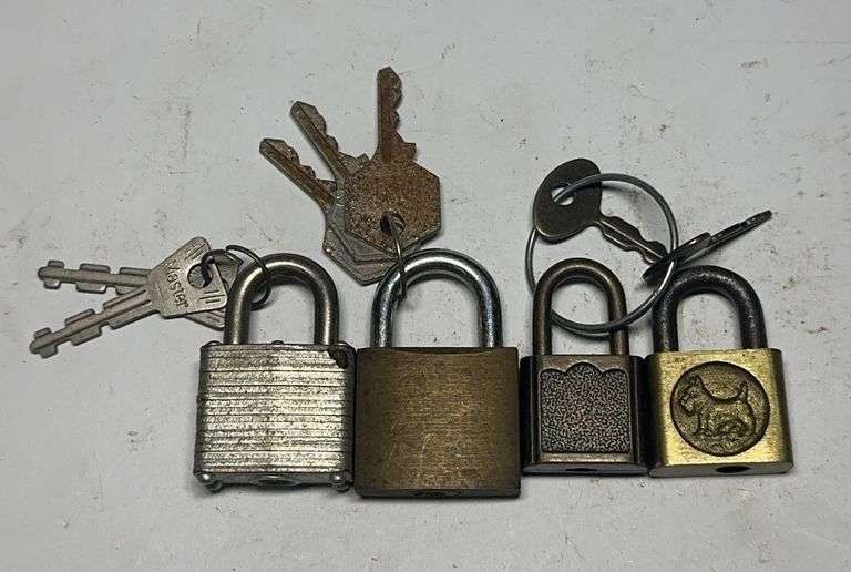 Group of Four Assorted Padlocks with Keys image
